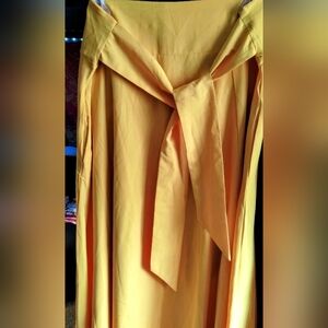 Vibrant Yellow Maxi Skirt With Splits On Both Sides, 40 Ins Long, Waist 18 Ins W